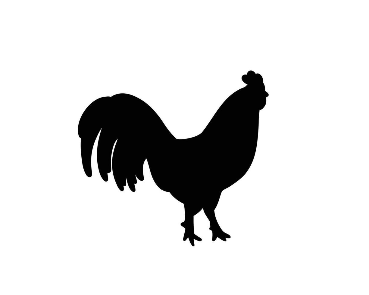 haan silhouet vector illustratie. huiselijk boerderij dier. symbool van vogel vlees. pik logo.