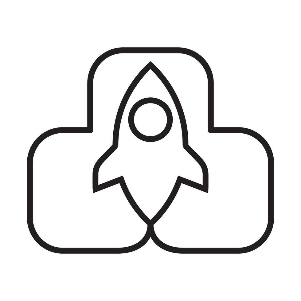 opstarten raket, begin omhoog icoon, snelheid boost vector logo