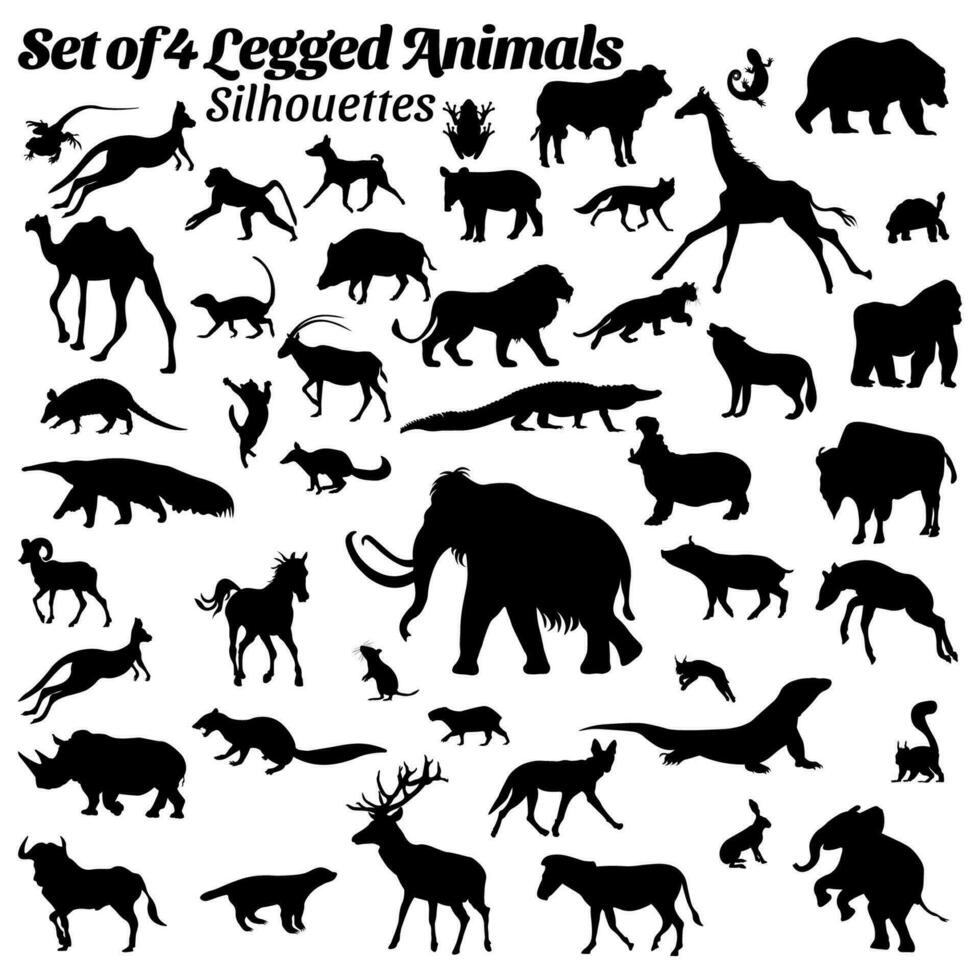 vier legged dieren silhouet vector set.