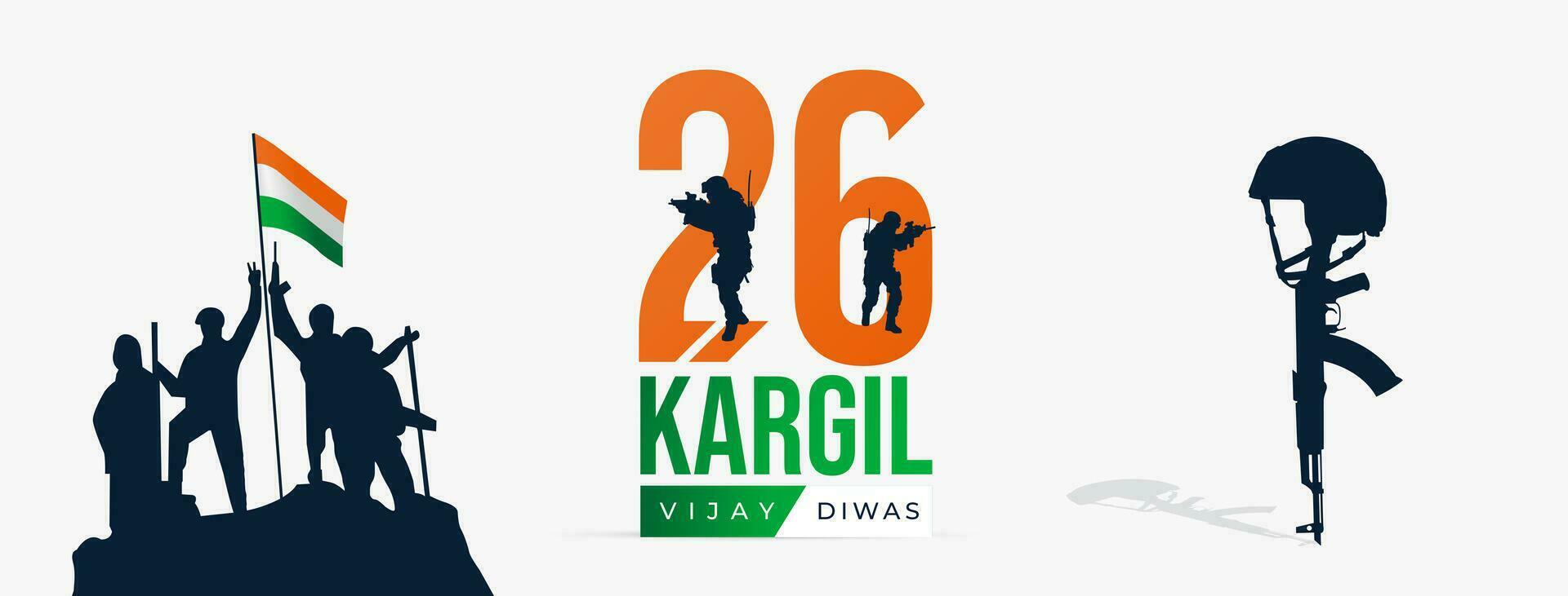 26e juli kargil vijay diwas ontwerp concept met Indisch vlag en leger sociaal media post vector