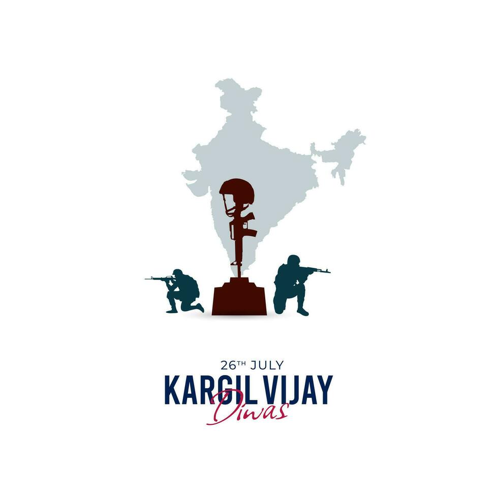 26e juli kargil vijay diwas ontwerp concept met Indisch vlag en leger sociaal media post vector