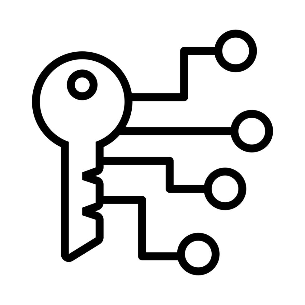 belangrijke deurbeveiligingsgegevens met circuitlijnstijlpictogram vector