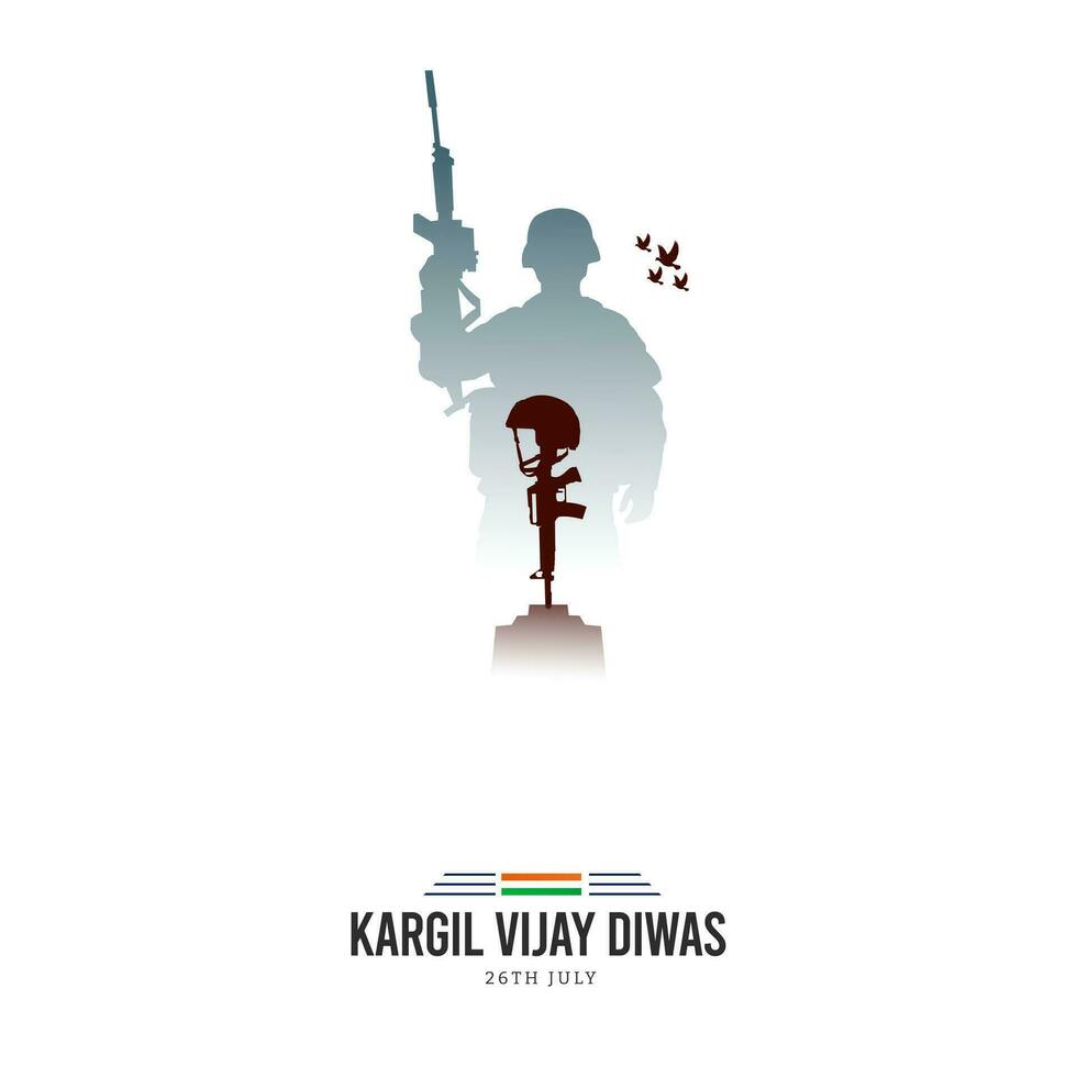 26e juli kargil vijay diwas ontwerp concept met Indisch vlag en leger sociaal media post vector