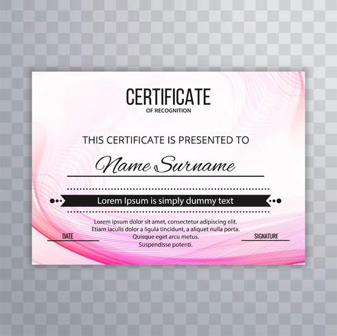 Moderne roze golvende certificaatachtergrond vector