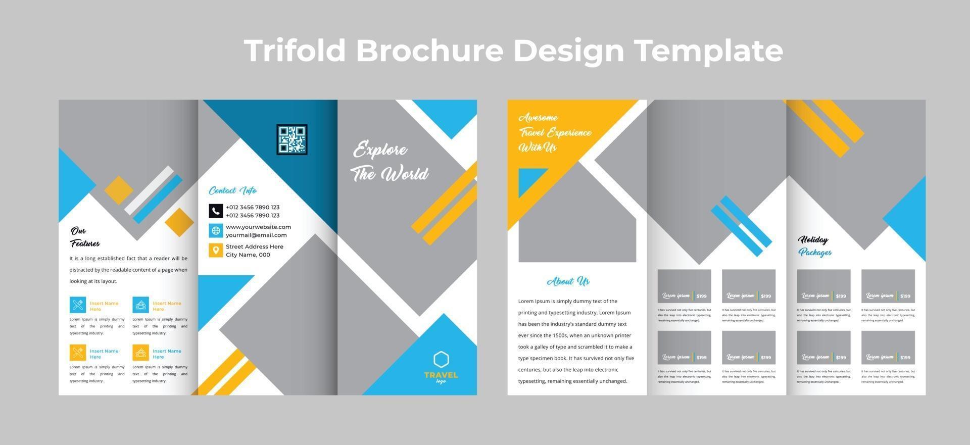 reisreisbureau driebladige brochure ontwerpsjabloon vector