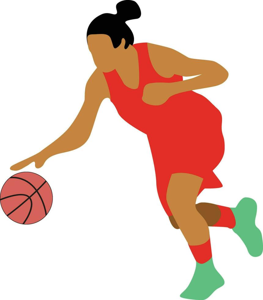 vrouwen houding dribbelen basketbal speler vector