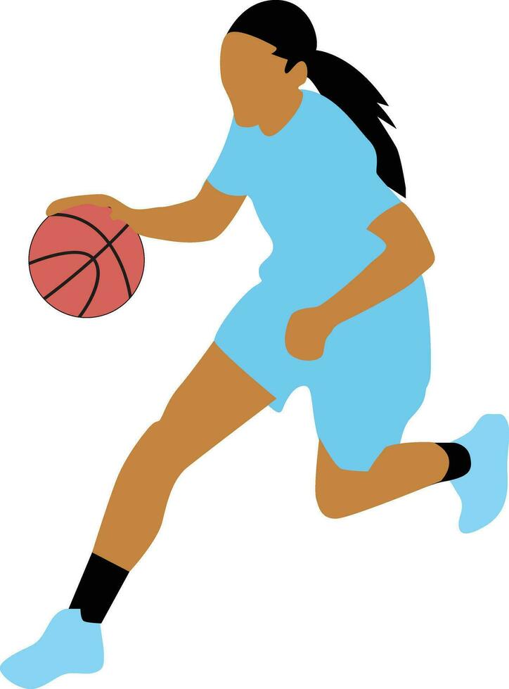 vrouwen houding dribbelen basketbal speler vector