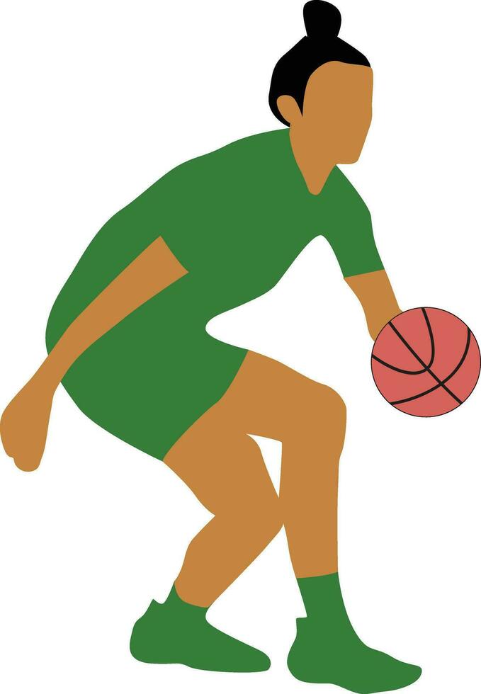 vrouwen houding dribbelen basketbal speler vector