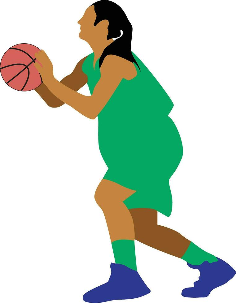 vrouwen houding dribbelen basketbal speler vector