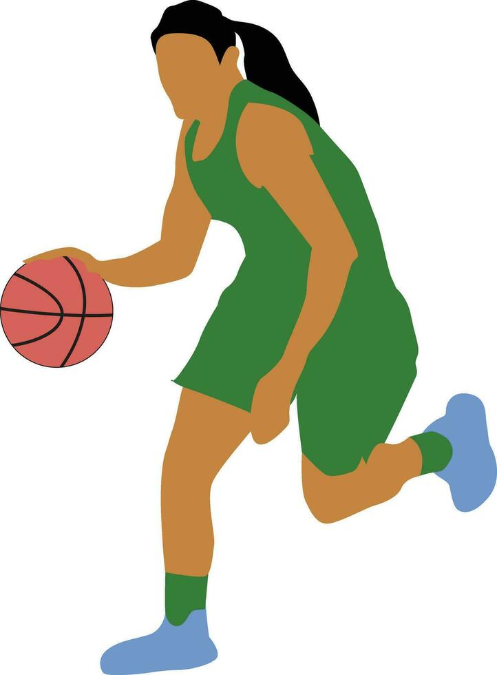 vrouwen houding dribbelen basketbal speler vector