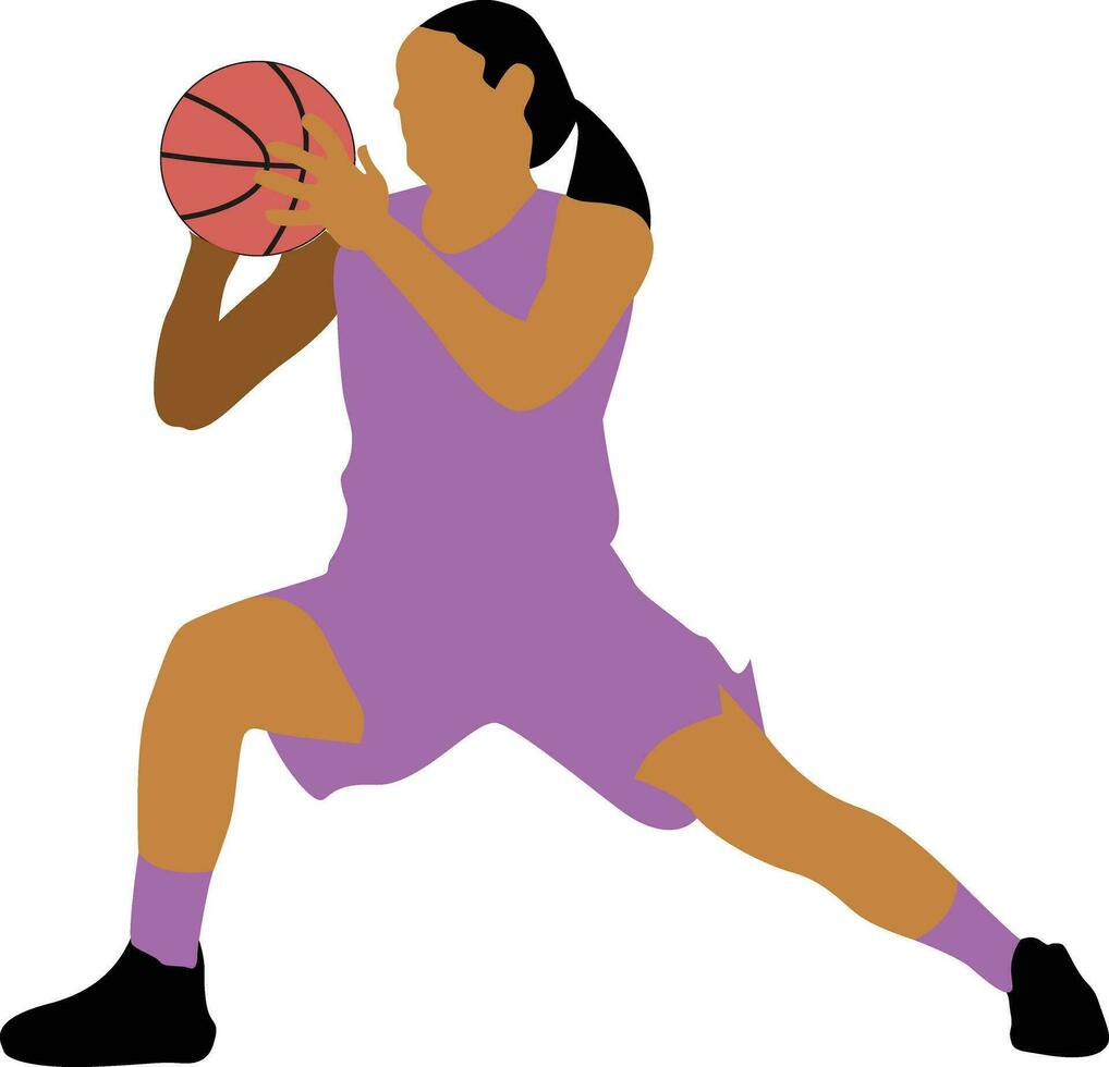 vrouwen houding dribbelen basketbal speler vector