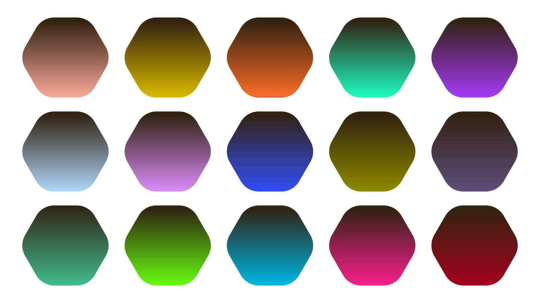 kleurrijk omber kleur schaduw lineair helling palet stalen web uitrusting afgeronde zeshoeken sjabloon reeks vector