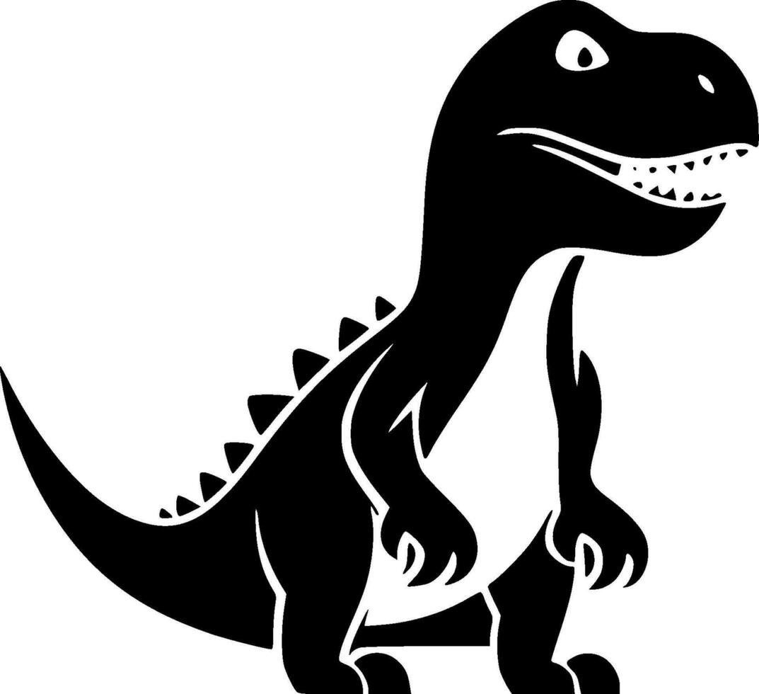dinosaurus - zwart en wit geïsoleerd icoon - vector illustratie