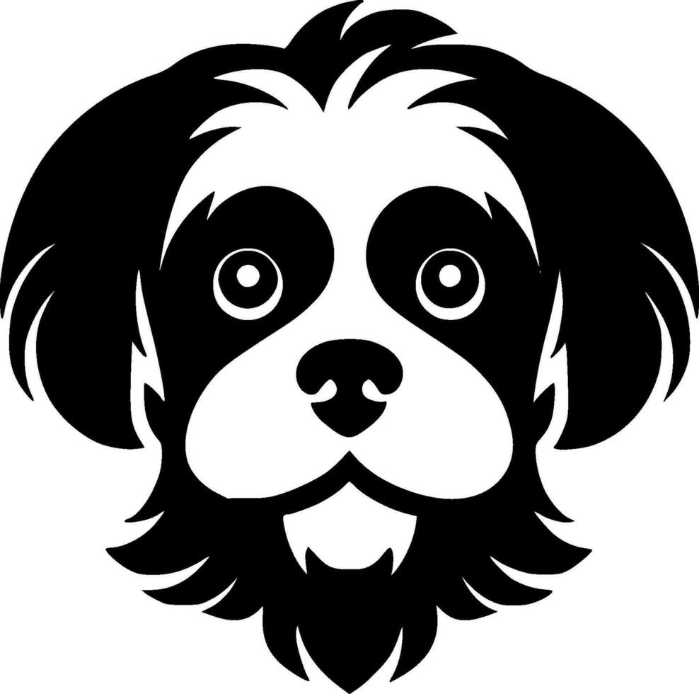 hond - zwart en wit geïsoleerd icoon - vector illustratie