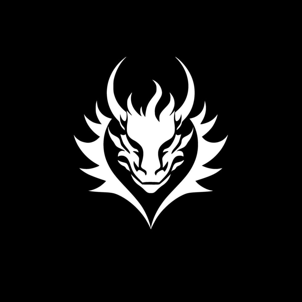 draak - zwart en wit geïsoleerd icoon - vector illustratie