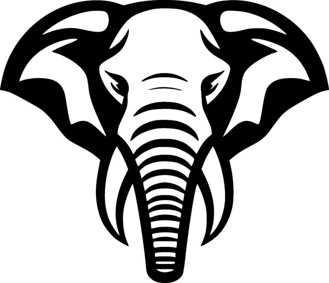 olifant - zwart en wit geïsoleerd icoon - vector illustratie