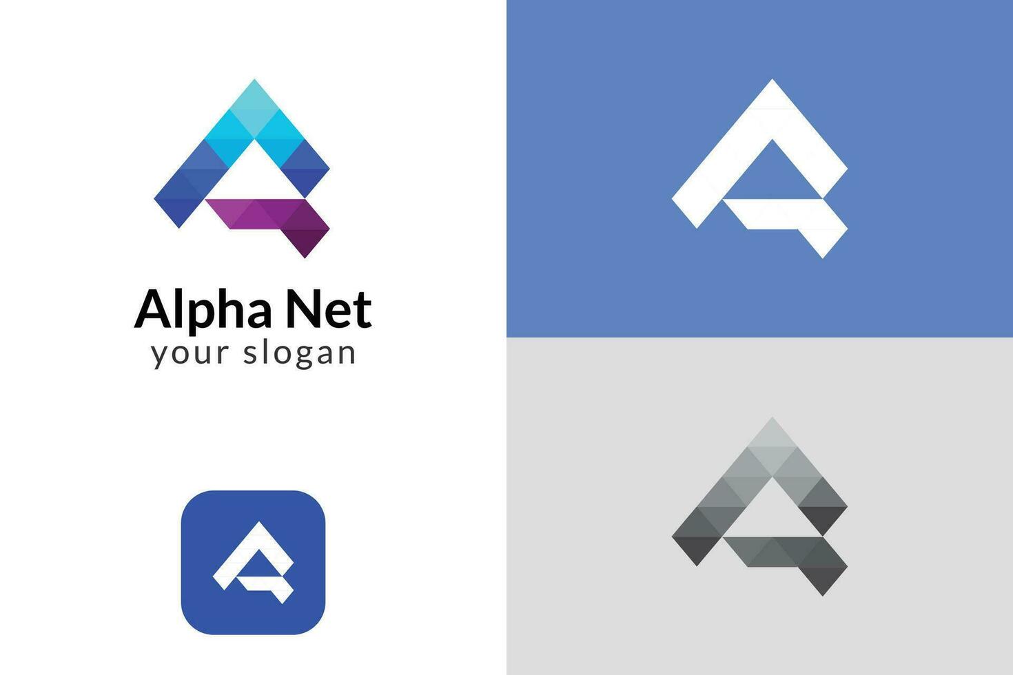 alpha netto logo ontwerp vector