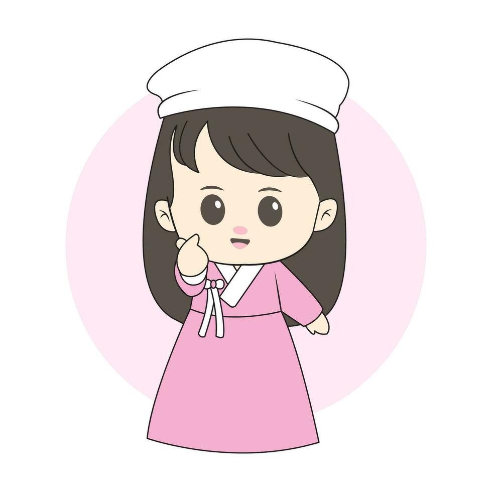 vrouw schattig chibi karakter vector