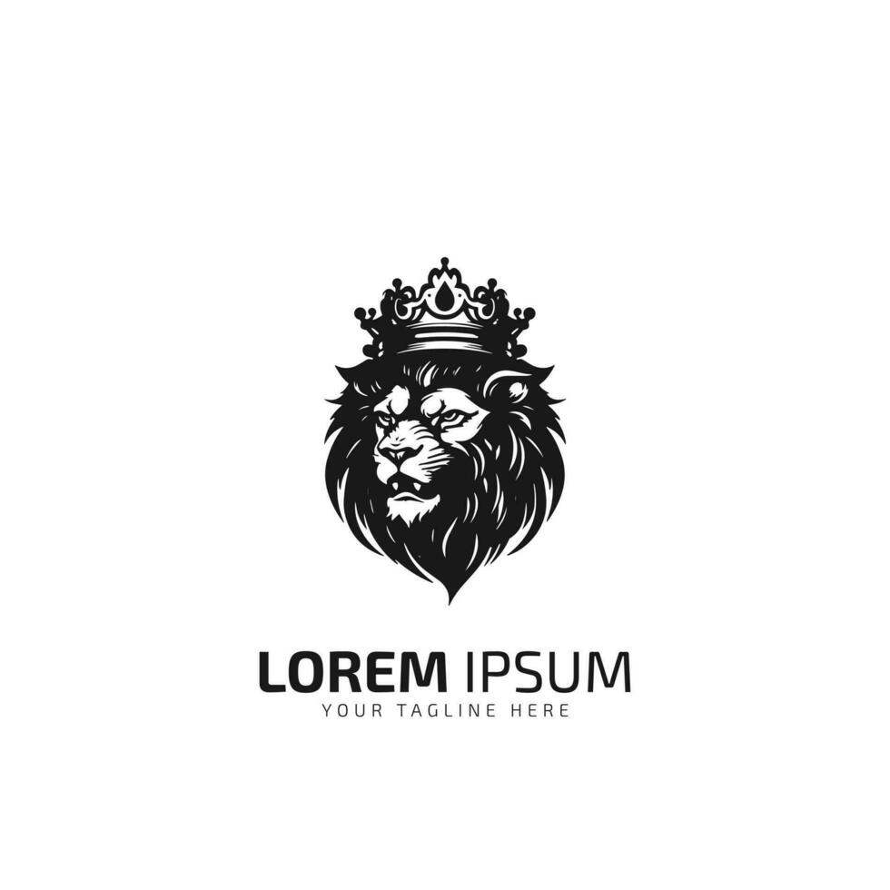 leeuw minimaal logo met kroon silhouet vector icoon van leeuw met kroon