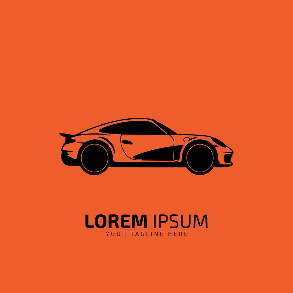 auto stijl auto logo ontwerp met concept sport- voertuig icoon silhouet Aan oranje achtergrond. vector illustratie.