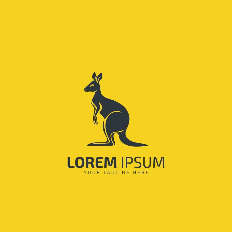 kangoeroe zittend logo icoon illustratie geïsoleerd vector teken symbool ontwerp silhouet illustratie sjabloon geïsoleerd Aan geel achtergrond.