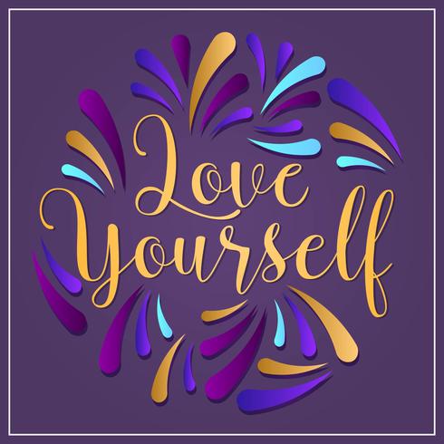 Flat Love Yourself Lettering Typography style Vector Illustratie