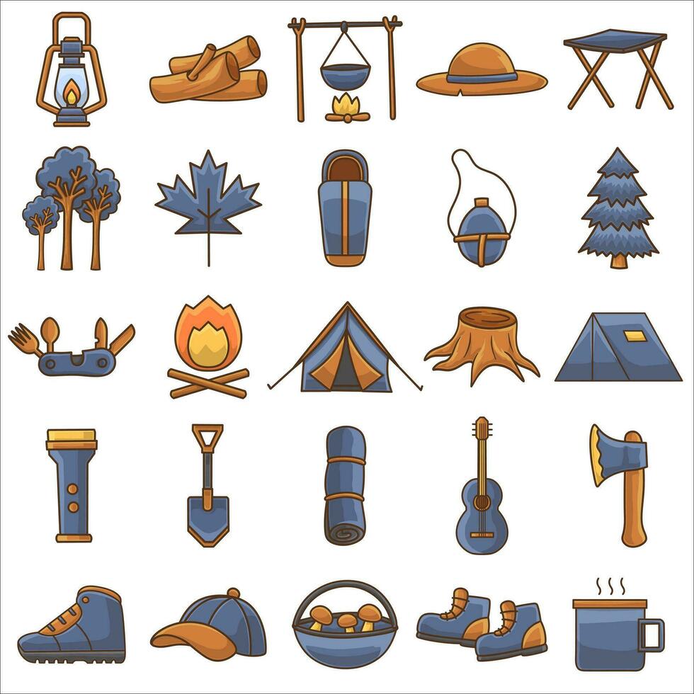 vrij vector bundel van divers camping themed items