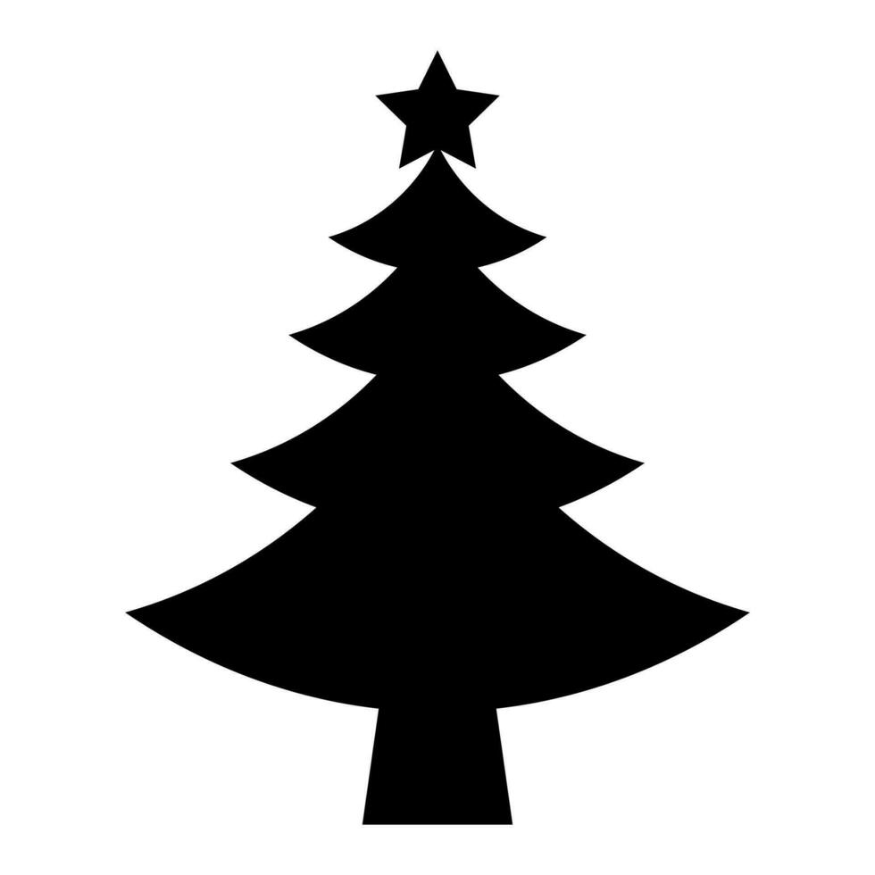 zwart silhouet van Kerstmis boom. Spar boom zwart icoon geïsoleerd Aan wit achtergrond. vector