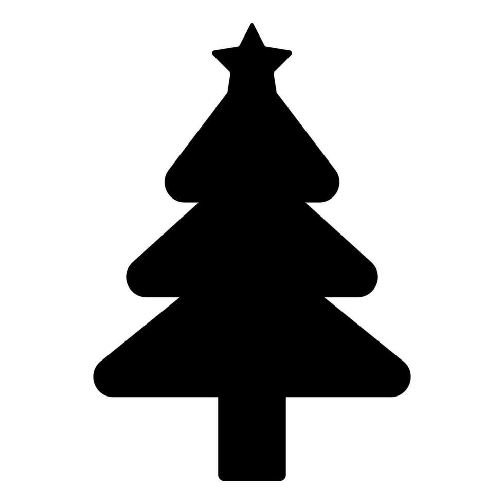 zwart silhouet van Kerstmis boom. Spar boom zwart icoon geïsoleerd Aan wit achtergrond. vector