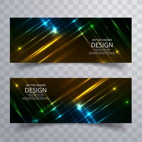 Abstracte glanzende heldere kleurrijke geplaatste banners vector