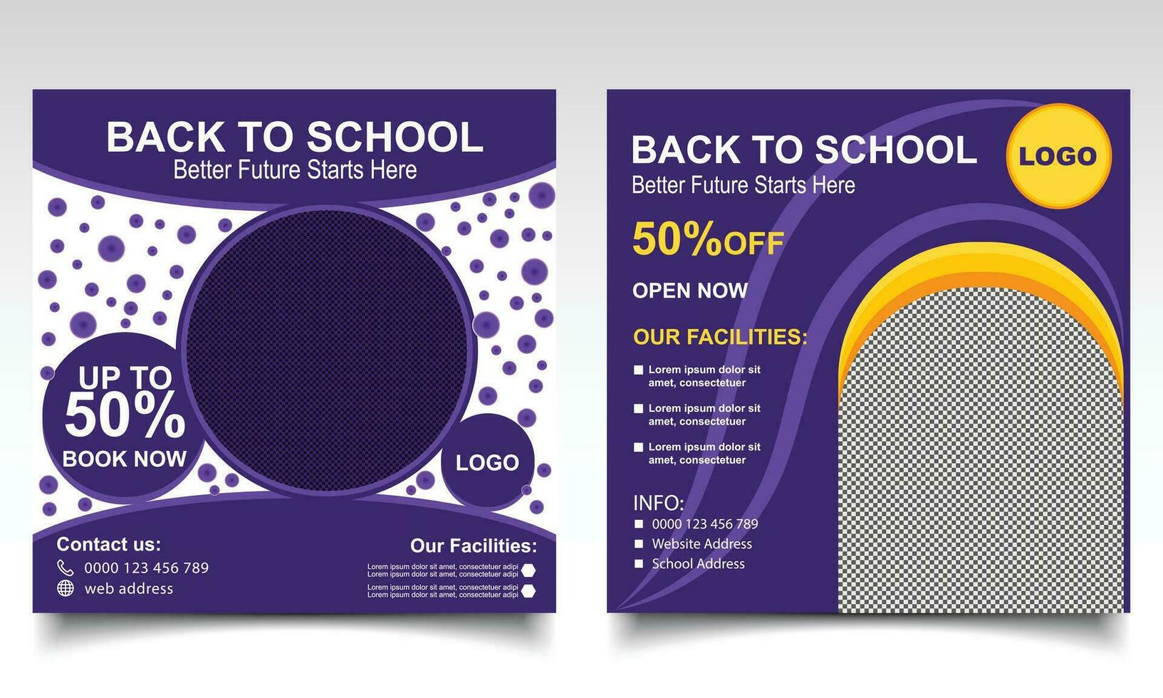 terug naar school- banier ontwerp. school- of college toelating online post of brochure sjabloon. vector