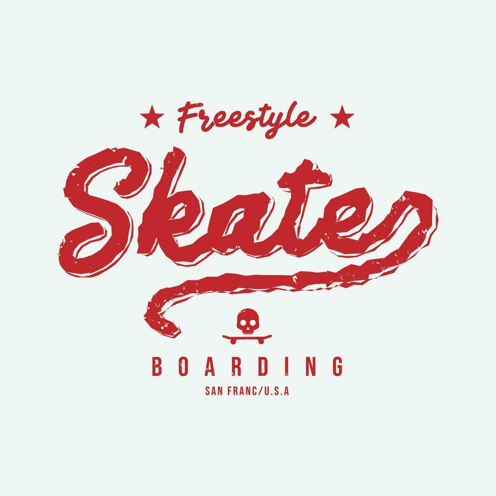 skateboard illustratie voor t shirt, poster, logo, sticker, of kleding handelswaar. vector