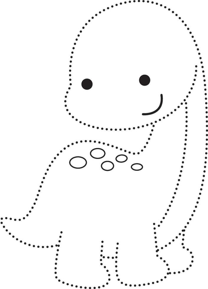 dinosaurus dier stippel lijn praktijk trek tekenfilm tekening kawaii anime kleur bladzijde schattig illustratie tekening klem kunst karakter chibi manga grappig vector