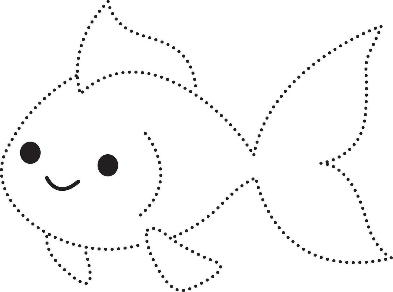 vis huisdier aquatisch dieren stippel lijn praktijk trek tekenfilm tekening kawaii anime kleur bladzijde schattig illustratie tekening klem kunst karakter chibi manga grappig vector