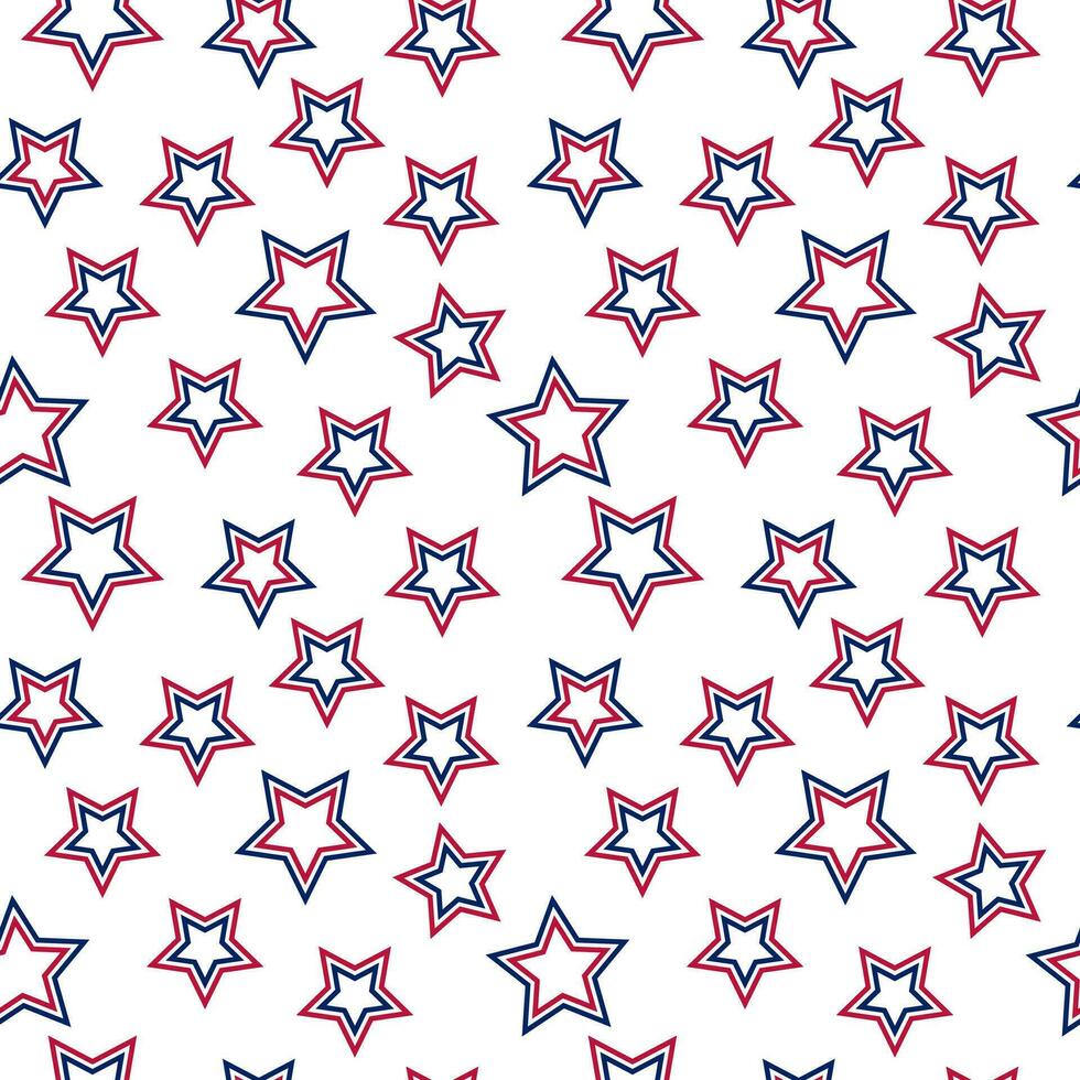 naadloos patroon van hand- getrokken 4e van juli sterren. ontwerp voor onafhankelijkheid dag, 4e van juli, vrijheid viering. patriottisch en gedenkteken decoratie. vector