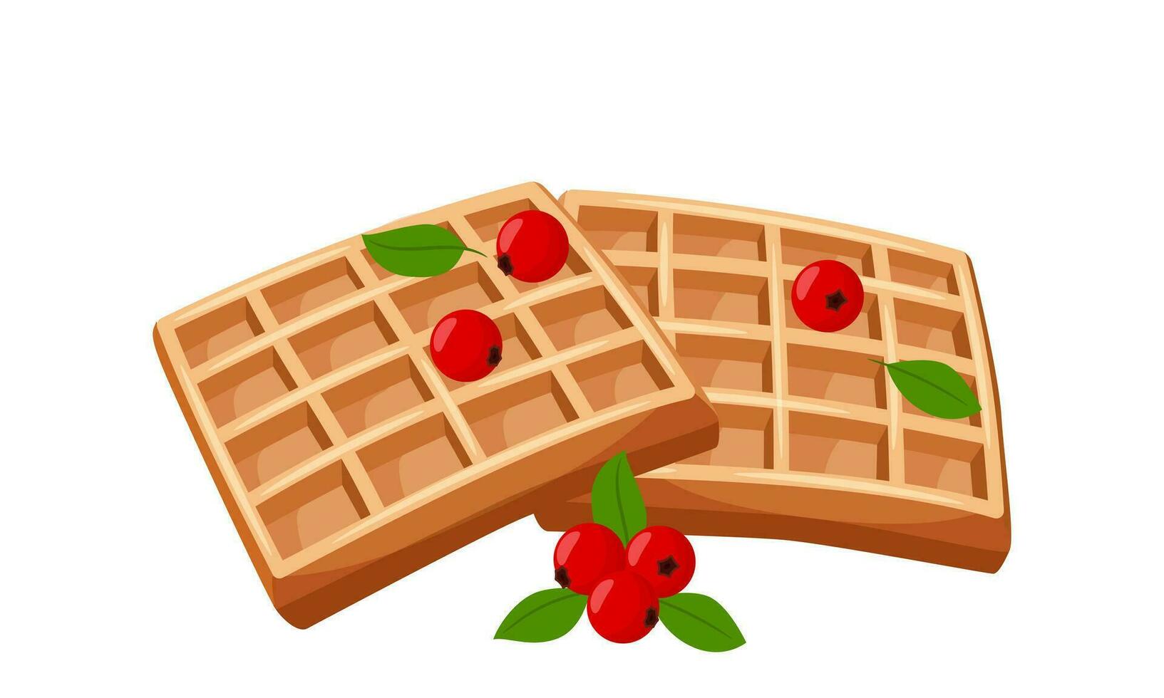 weens wafel met bessen. zoet gebakjes. dik, calorierijk, ongezond voedsel. nagerecht, lekker, verrukkelijk. realistisch illustratie in tekenfilm vlak stijl. geïsoleerd Aan een wit achtergrond. vector