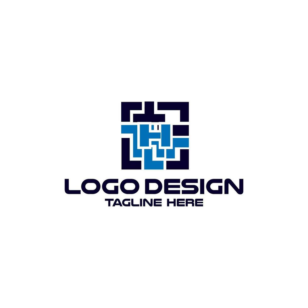 brief h met barcode technologie logo ontwerp vector