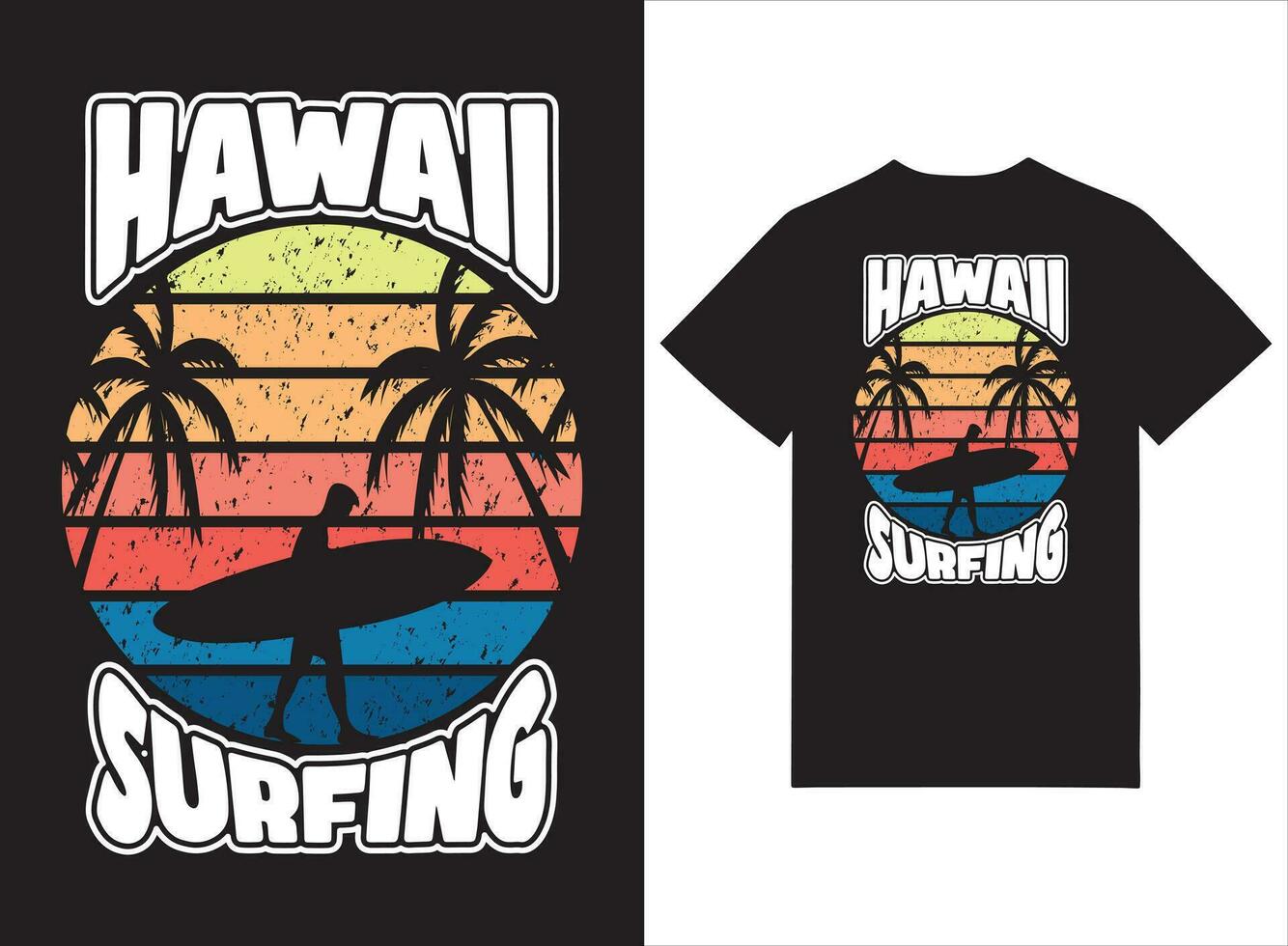 Hawaii surfing zomer strand t overhemd ontwerp vector