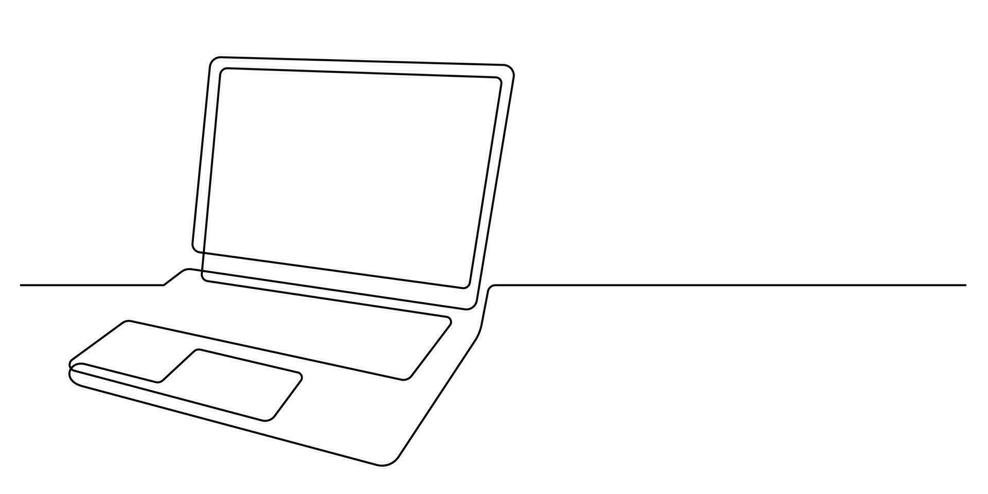 laptop in doorlopend lijn tekening minimalisme stijl vector