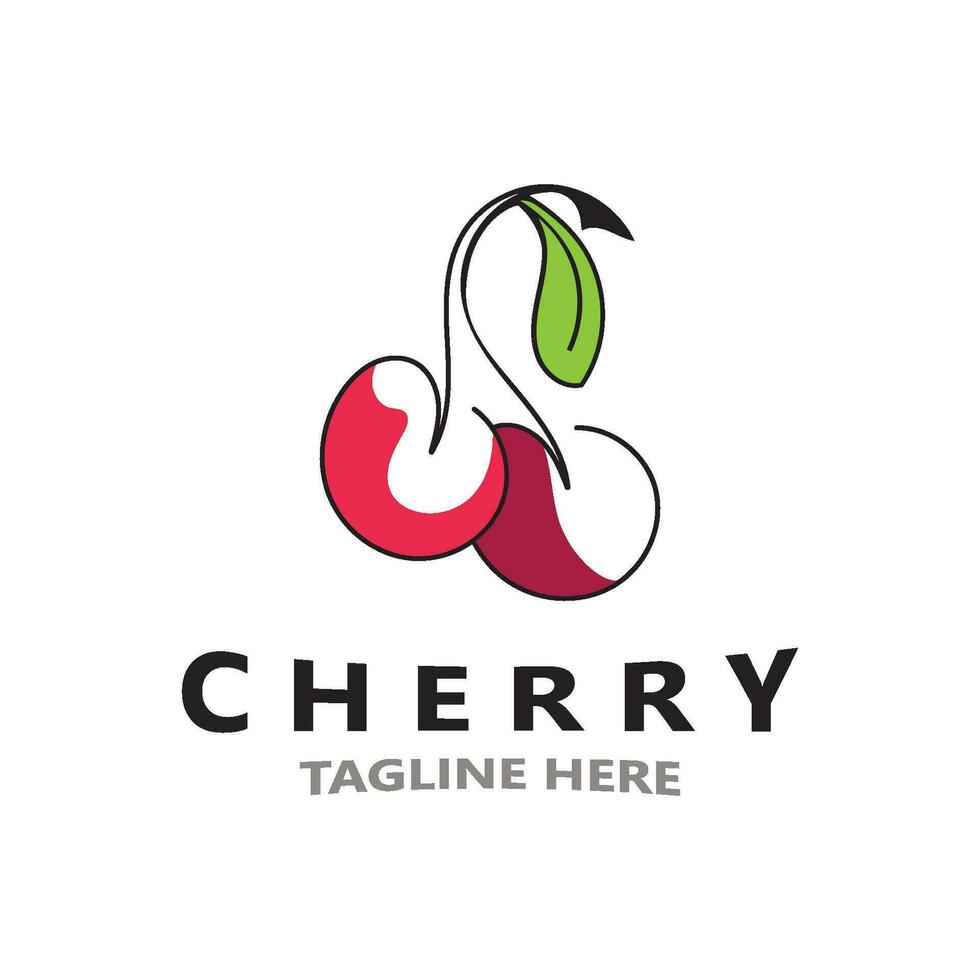 rood kers fruit logo, vector illustratie, fruit bedrijf ontwerp