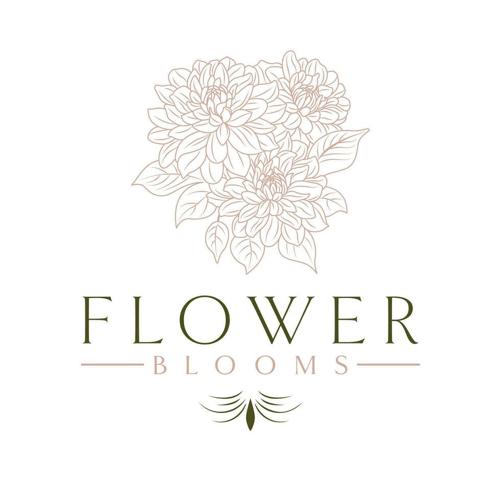 bloem bloei vector logo ontwerp. dahlia bloem logo. bloemen logo sjabloon voor schoonheid industrie.