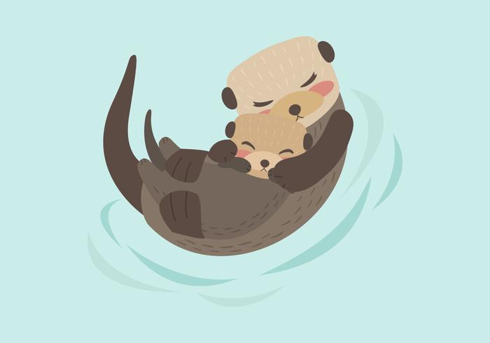 Otter mama en baby vector