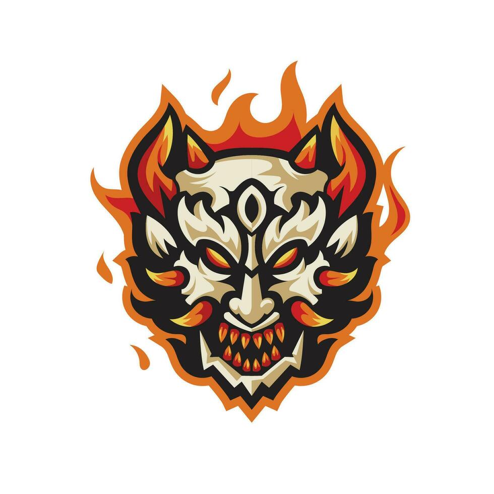 kleurrijk demon masker mascotte ontwerp in Japans thema vector