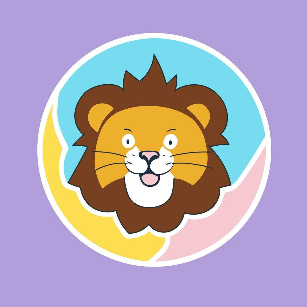 schattig kawaii leeuw baby karakter illustratie, vector gestanst sticker.