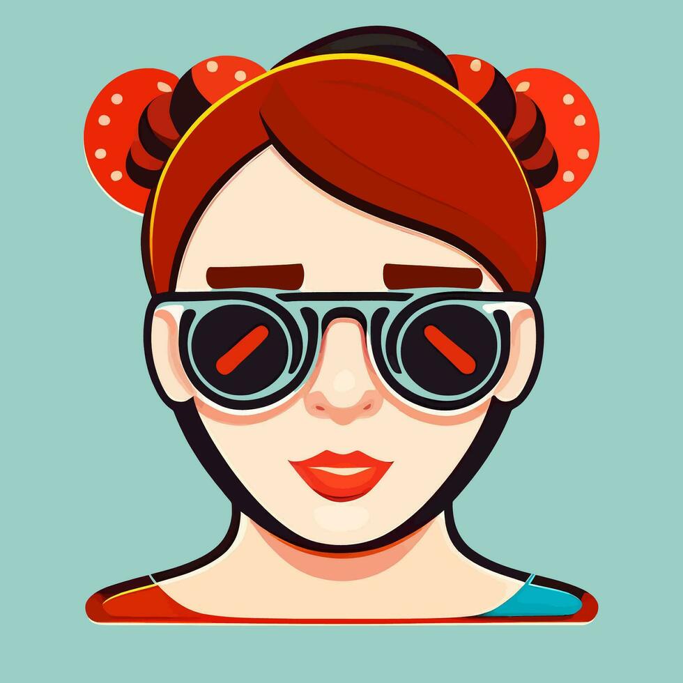 schattig vrouw vervelend zonnebril, helder zomer vector illustratie.