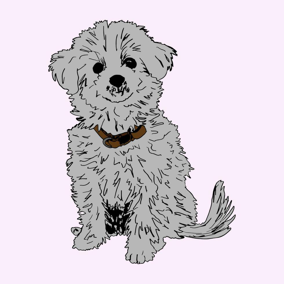 pluizig weinig puppy illustratie vector kunst