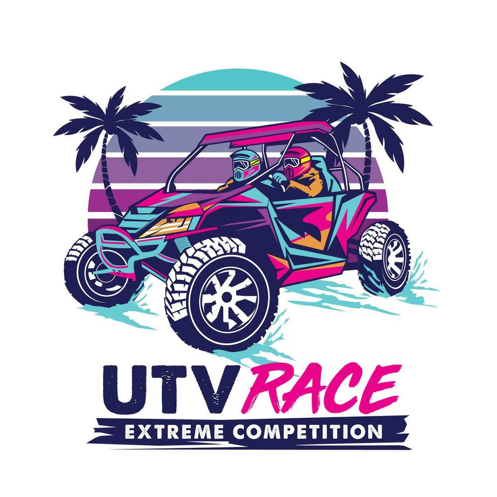 buggy ras avontuur vector illustratie, perfect voor t shirt, sticker, allemaal type handelswaar, wedstrijd of evenement logo ontwerp