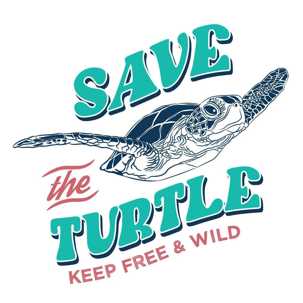 schildpad vector illustratie, perfect voor t overhemd ontwerp dieren in het wild opslaan schildpad campagne