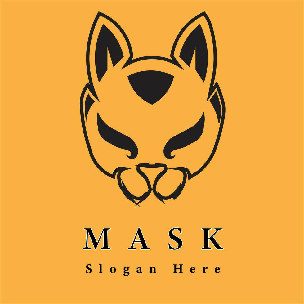 3d masker vector illustratie. kitsune Japan wolf masker logo ontwerp. met zwart en wit silhouet stijl. geschikt voor logo's, pictogrammen, en t-shirt ontwerpen