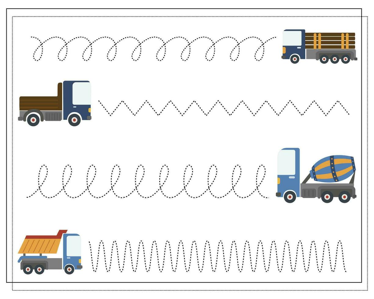 handschrift opleiding, leerzaam spel voor kinderen, tekenfilm auto's. vector